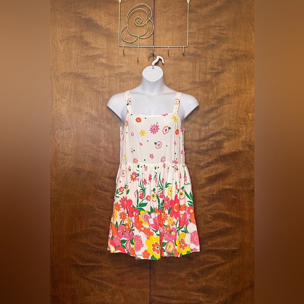 Mister Zimi Sleeveless “Sophie” Mini Dress Womens 14 White Floral Print Wedding
